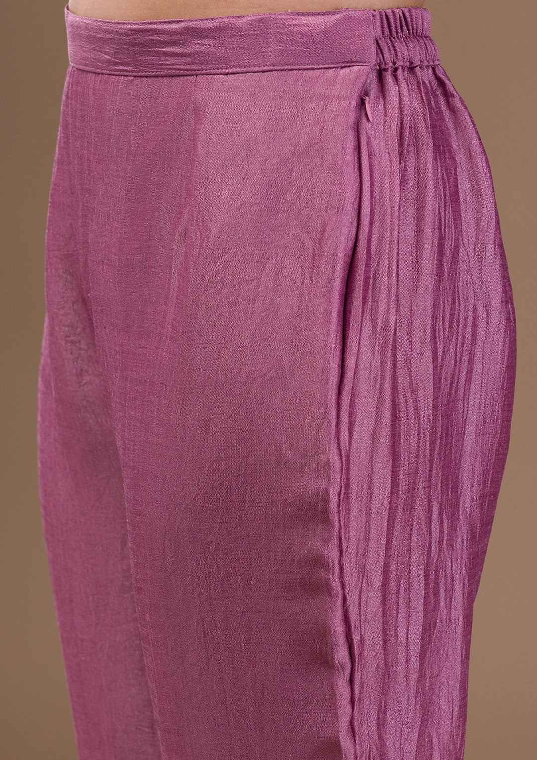 Lavender Threadwork Rawsilk Readymade Salwar Suit-Koskii