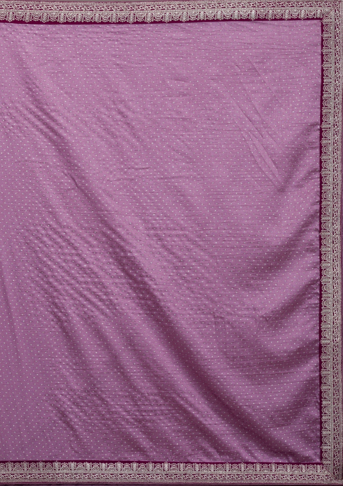 Lavender Threadwork Raw Silk Saree-Koskii