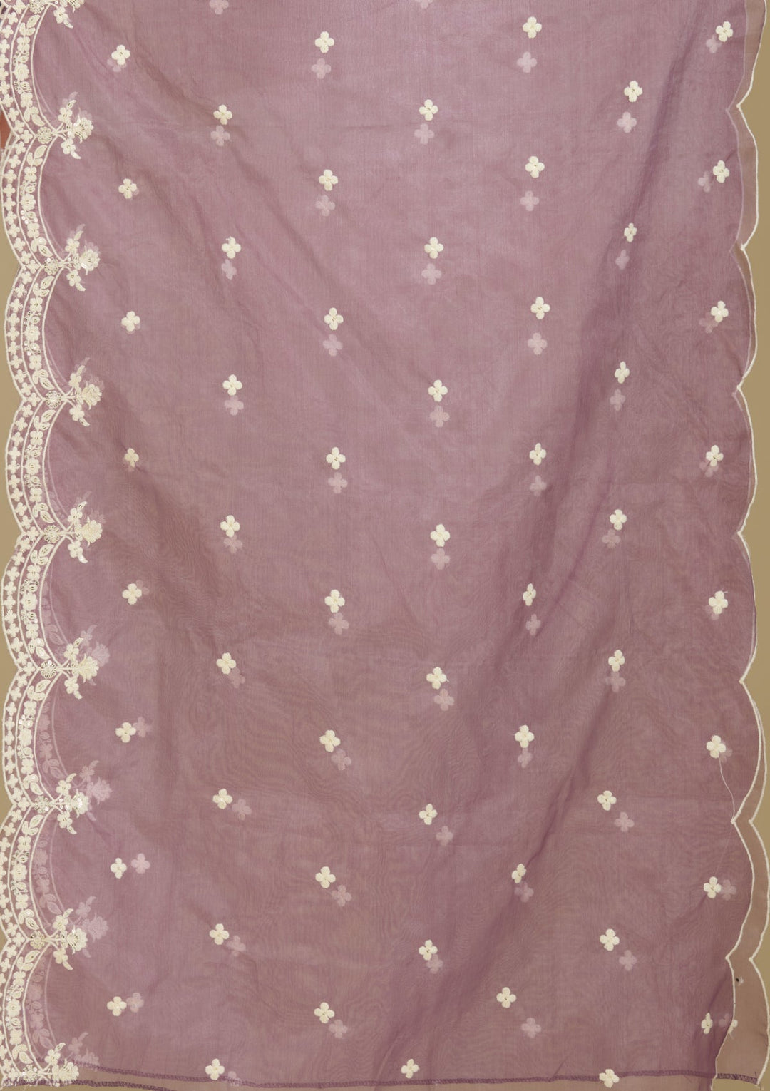 Lavender Threadwork Semi Crepe Readymade Salwar Suit-Koskii