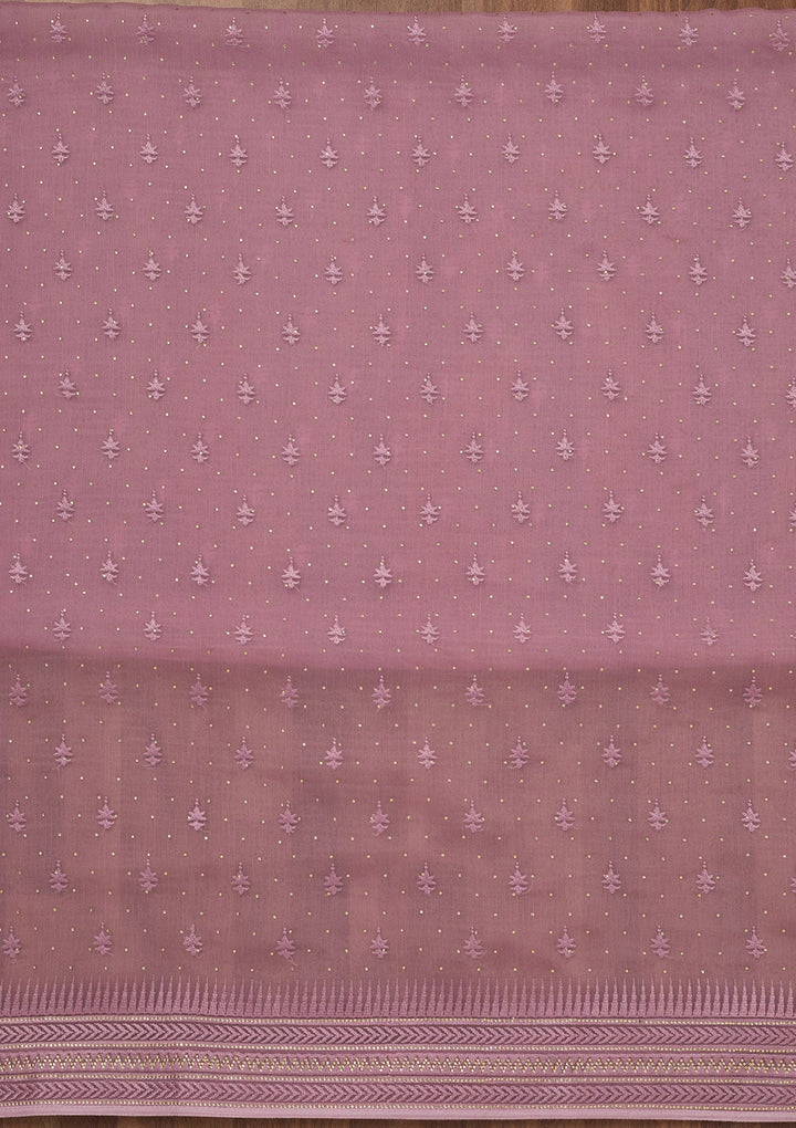 Lavender Threadwork Tissue Unstitched Salwar Suit-Koskii