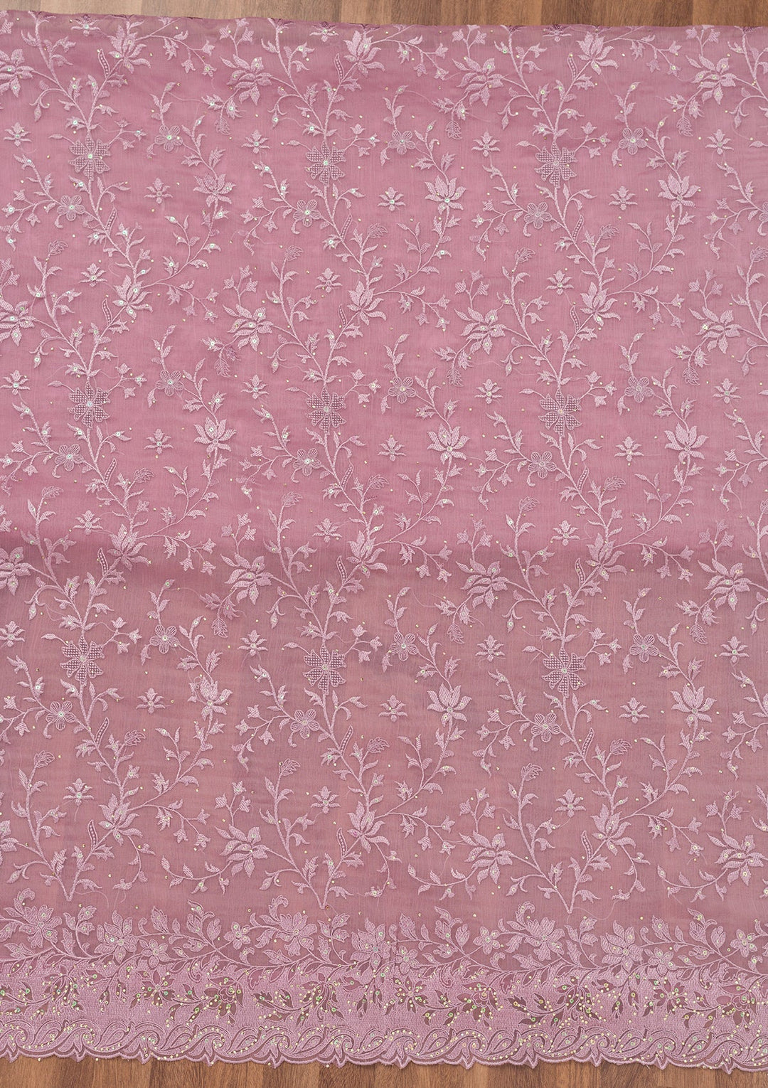 Lavender Threadwork Tissue Unstitched Salwar Suit-Koskii