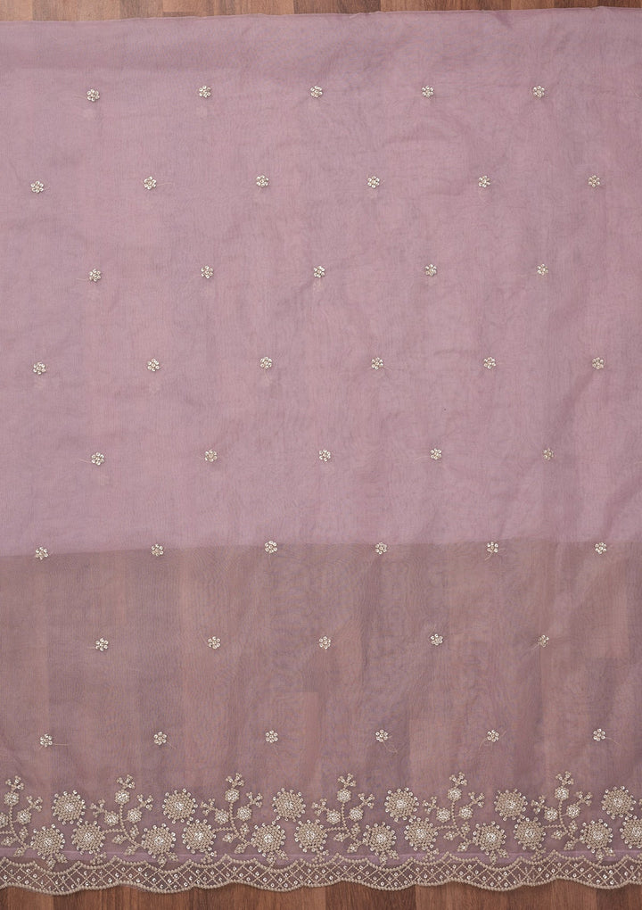 Lavender Threadwork Tissue Unstitched Salwar Suit-Koskii