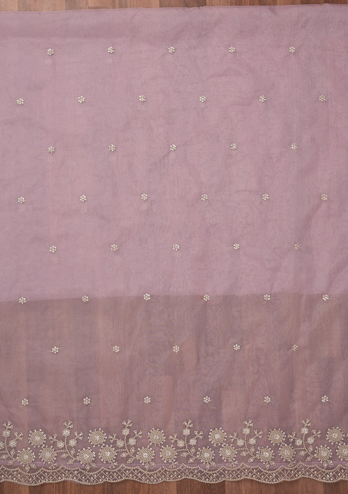 Lavender Threadwork Tissue Unstitched Salwar Suit-Koskii