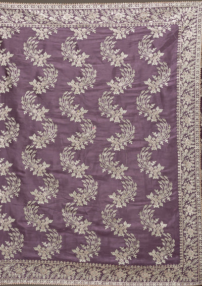 Lavender Threadwork Tissue Saree-Koskii