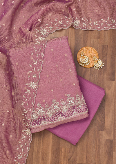 Lavender Zardosi Tissue Unstitched Salwar Suit-Koskii