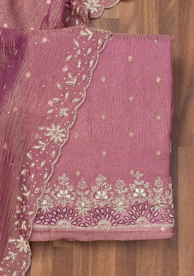 Lavender Zardosi Tissue Unstitched Salwar Suit-Koskii