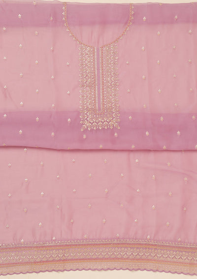 Lavender Zariwork Art Silk Unstitched Salwar Suit-Koskii