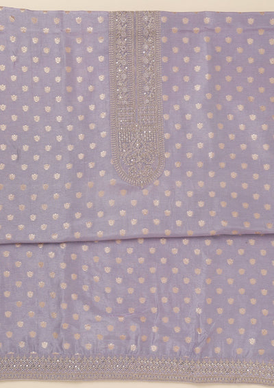 Lavender Zariwork Art Silk Unstitched Salwar Suit-Koskii