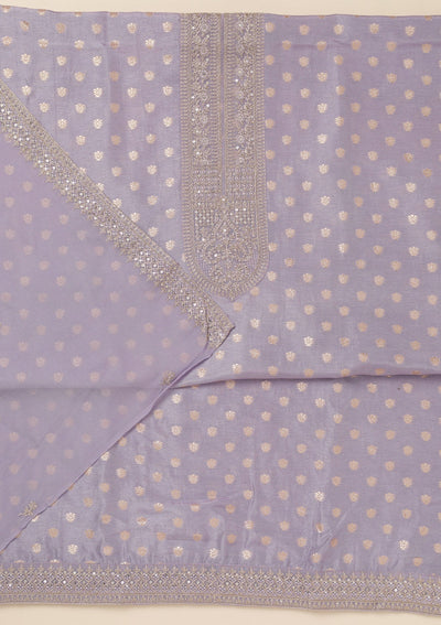 Lavender Zariwork Art Silk Unstitched Salwar Suit-Koskii