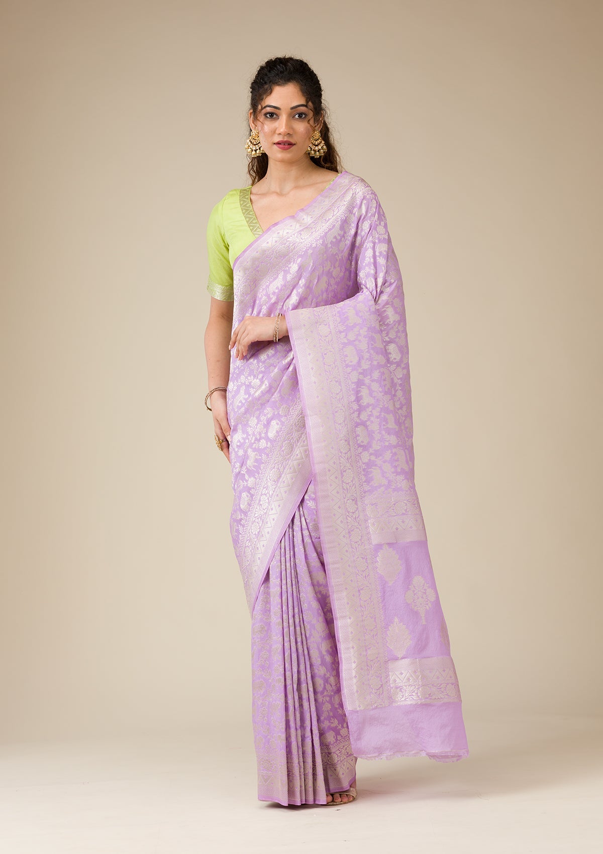 Lavender Zariwork Art Silk Saree