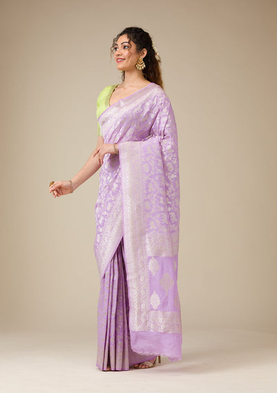 Lavender Zariwork Art Silk Saree