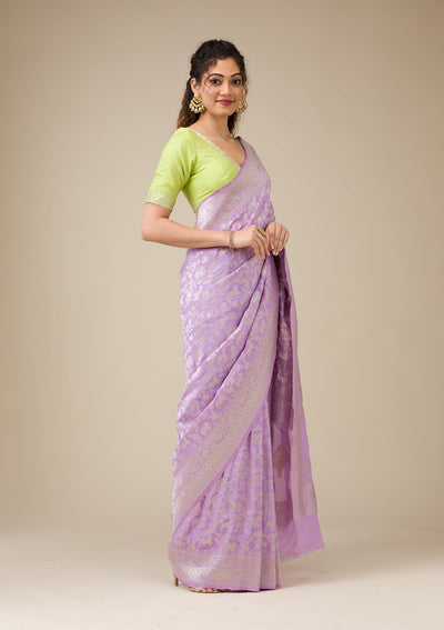 Lavender Zariwork Art Silk Saree