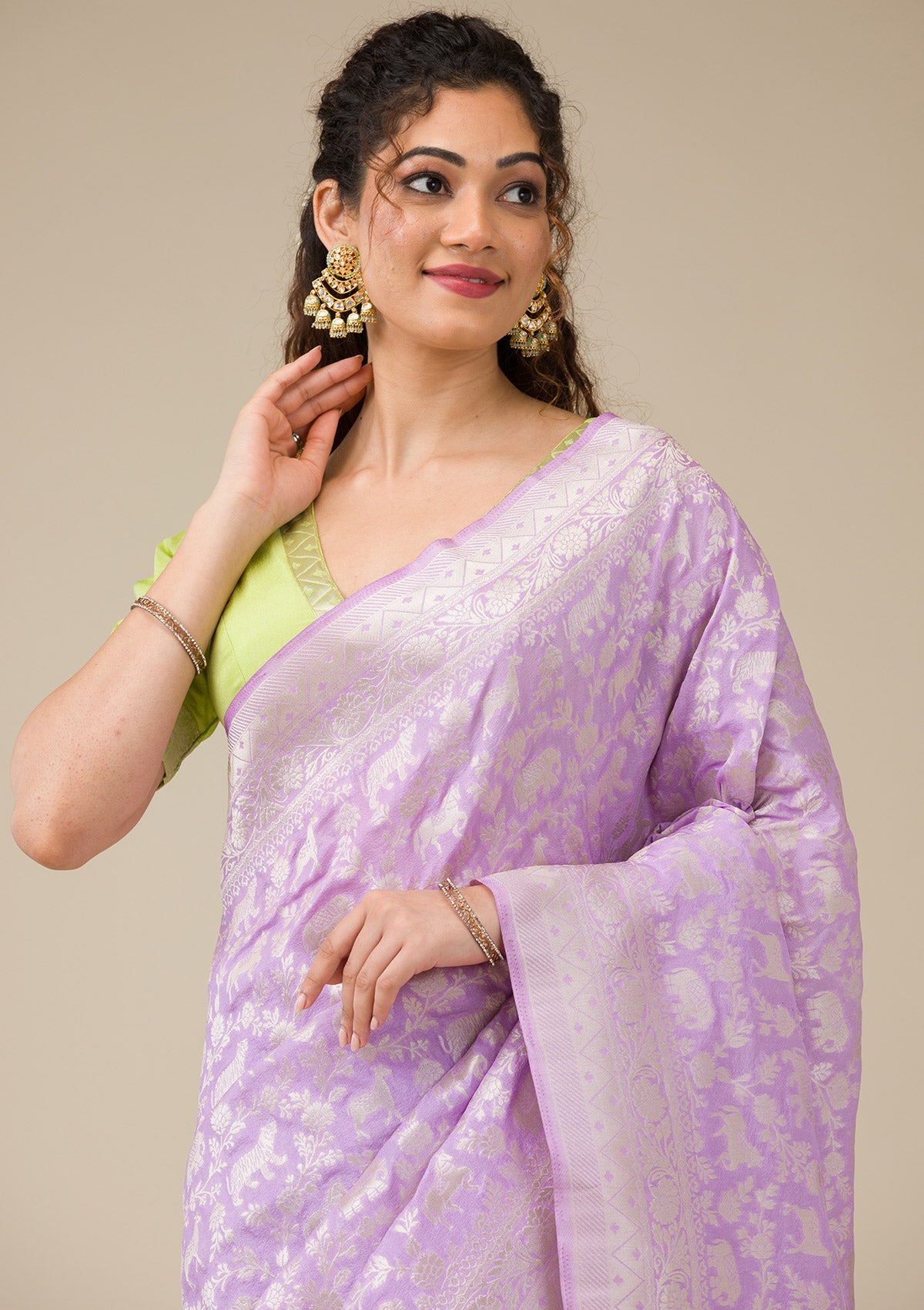 Lavender Zariwork Art Silk Saree