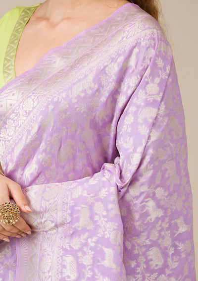 Lavender Zariwork Art Silk Saree