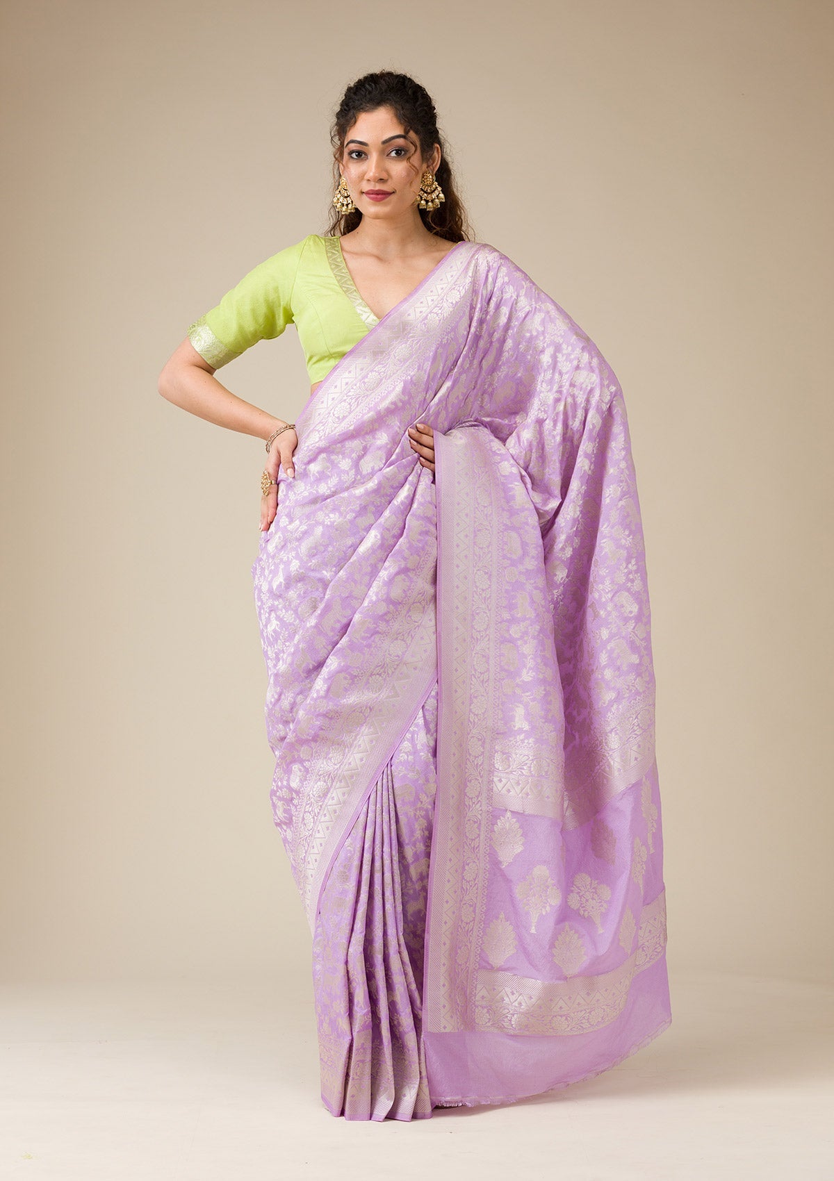 Lavender Zariwork Art Silk Saree