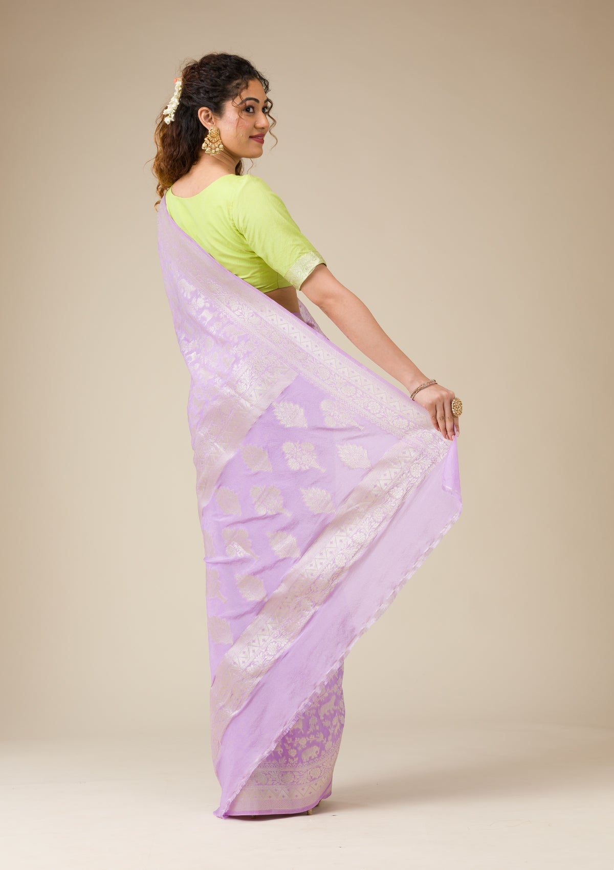 Lavender Zariwork Art Silk Saree