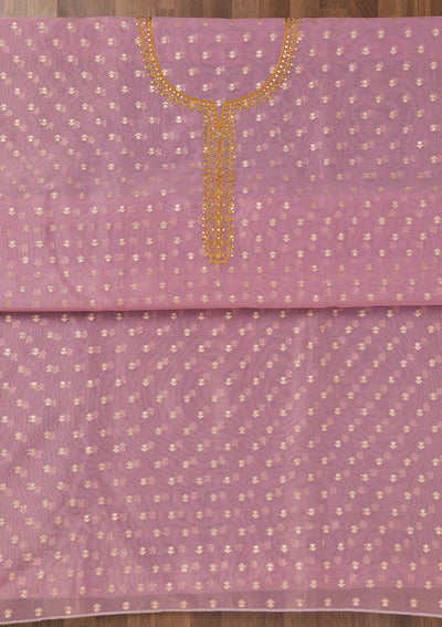 Lavender Zariwork Banarasi Unstitched Salwar Suit-Koskii