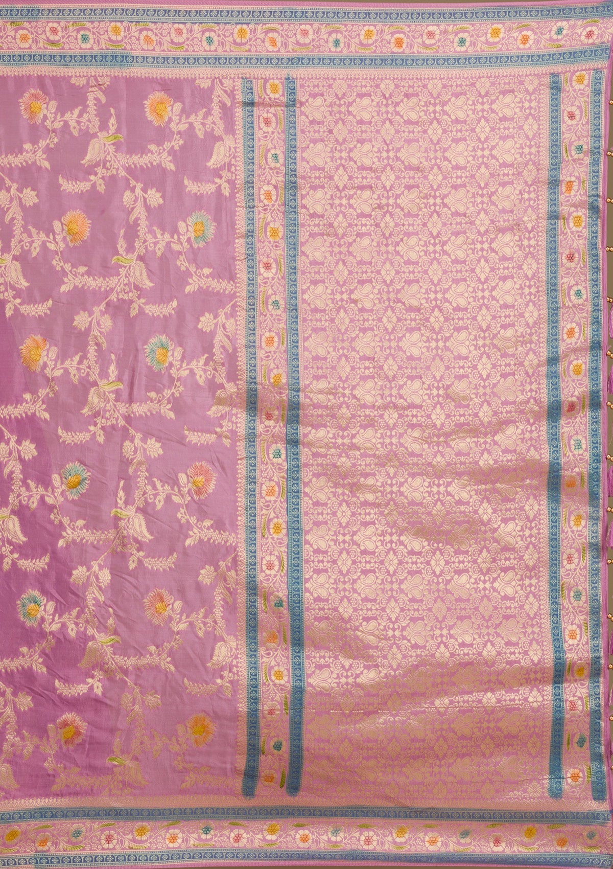 Lavender Zariwork Banarasi Silk Saree-Koskii