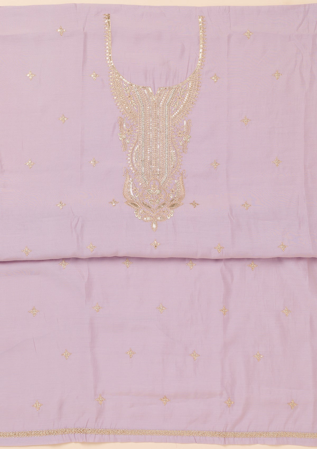 Lavender Zariwork Chanderi Unstitched Salwar Suit-Koskii