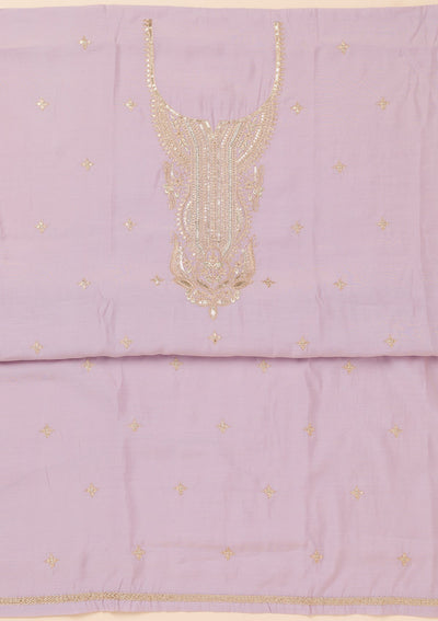 Lavender Zariwork Chanderi Unstitched Salwar Suit-Koskii