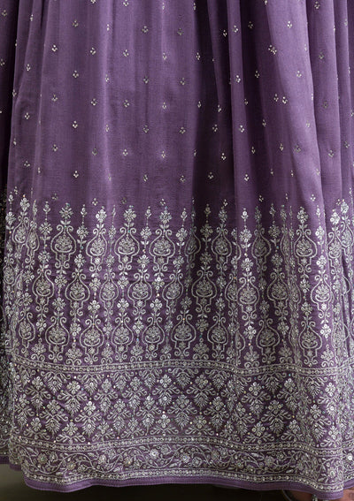 Lavender Zariwork Georgette Readymade Salwar Suit-Koskii