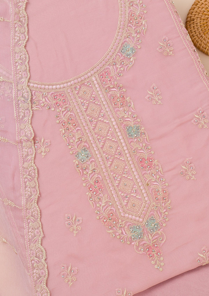 Lavender Zariwork Georgette Unstitched Salwar Suit-Koskii