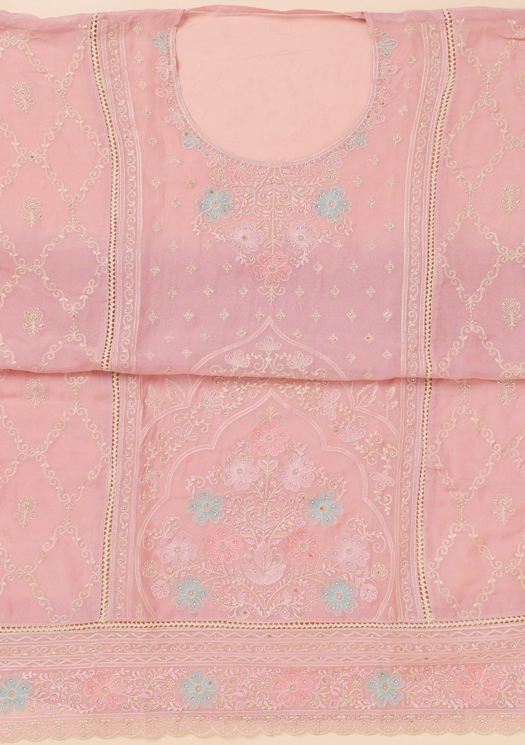 Lavender Zariwork Georgette Unstitched Salwar Suit-Koskii