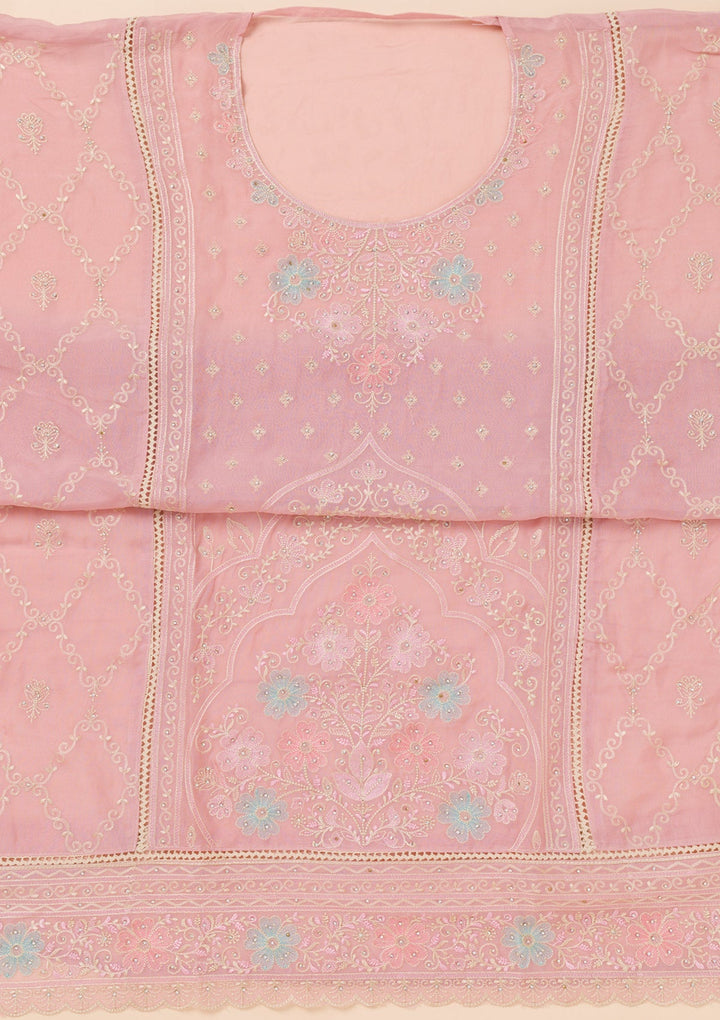 Lavender Zariwork Georgette Unstitched Salwar Suit-Koskii
