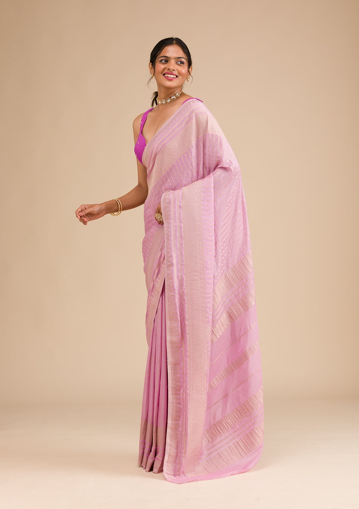 Lavender Zariwork Georgette Saree-Koskii