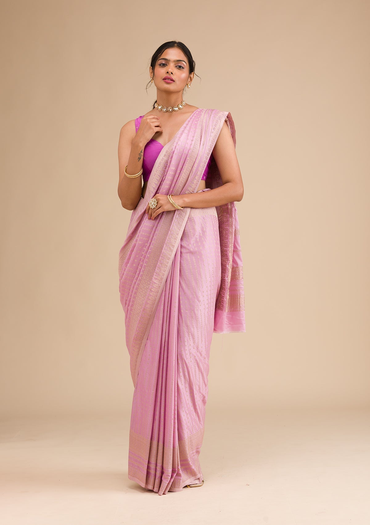 Lavender Zariwork Georgette Saree-Koskii