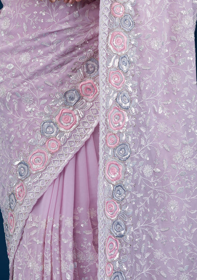 Lavender Zariwork Georgette Saree-Koskii