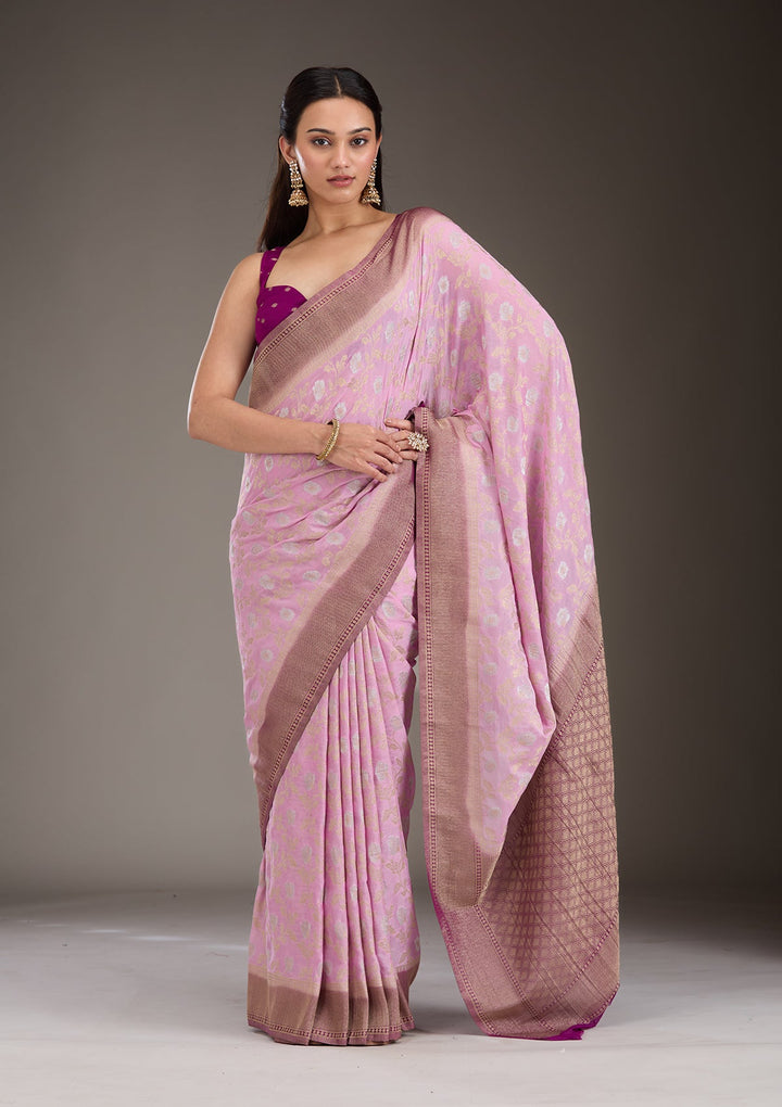 Lavender Zariwork Georgette Saree-Koskii