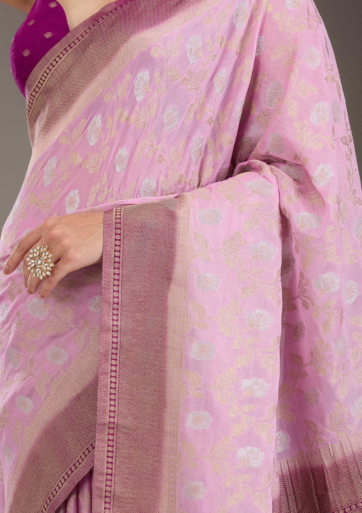 Lavender Zariwork Georgette Saree-Koskii