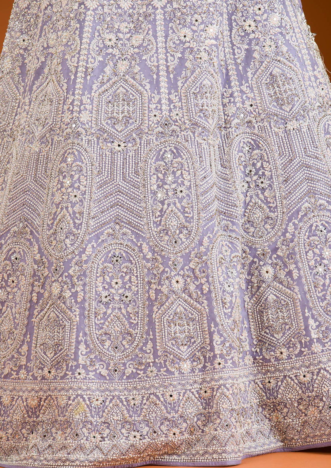 Lavender Zariwork Net Readymade Lehenga-Koskii