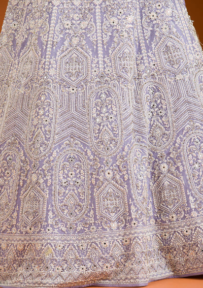 Lavender Zariwork Net Readymade Lehenga-Koskii