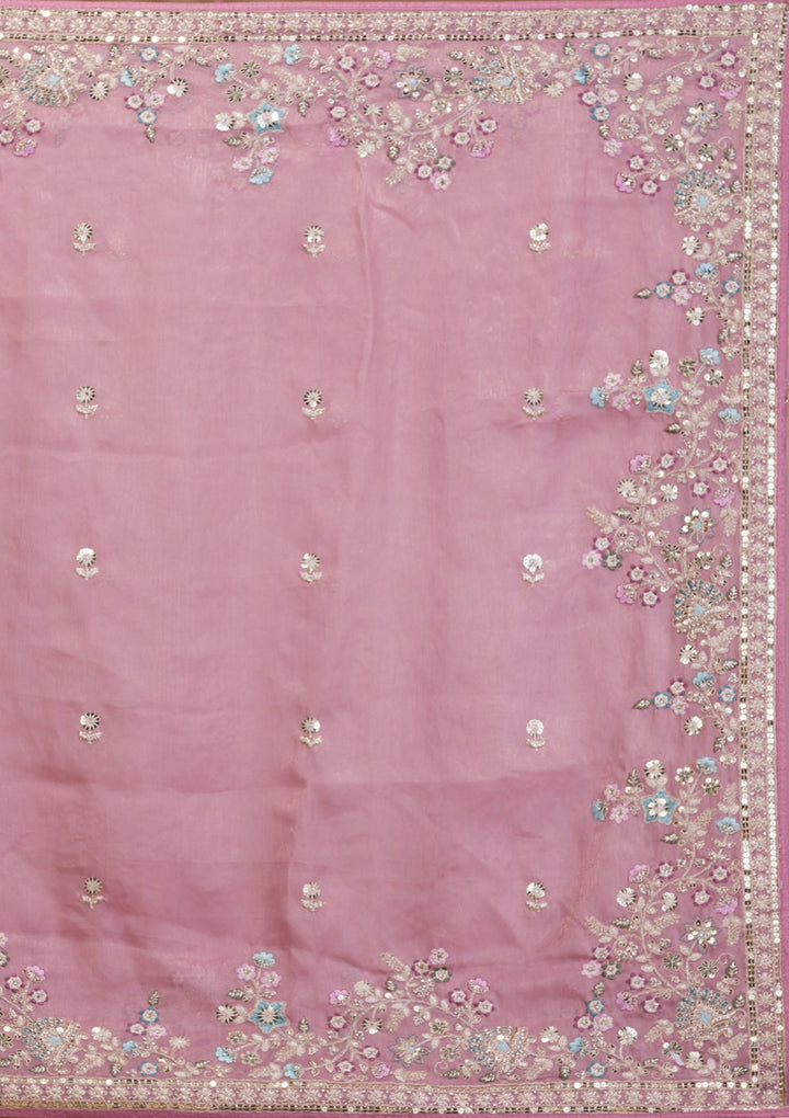 Lavender Zariwork Net Saree-Koskii