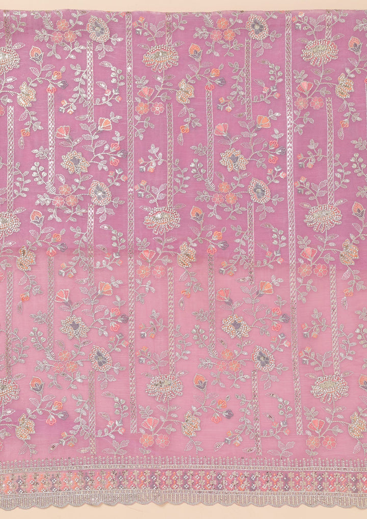 Lavender Zariwork Organza Unstitched Salwar Suit-Koskii