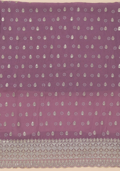 Lavender Zariwork Organza Unstitched Salwar Suit-Koskii