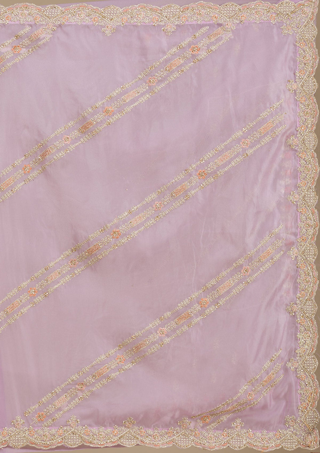Lavender Zariwork Organza Saree-Koskii