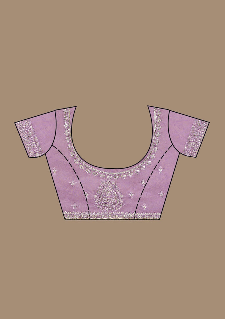 Lavender Zariwork Organza Saree-Koskii