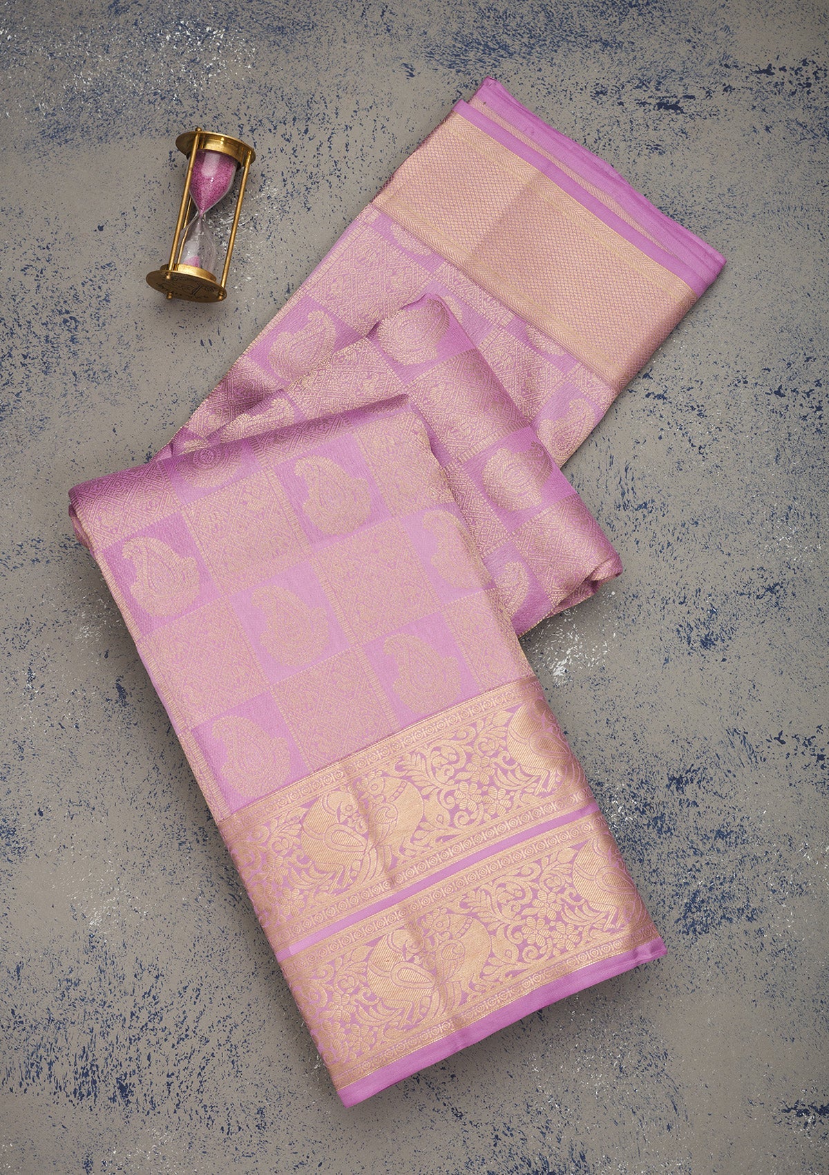 Lavender Zariwork Pure Silk Saree-Koskii