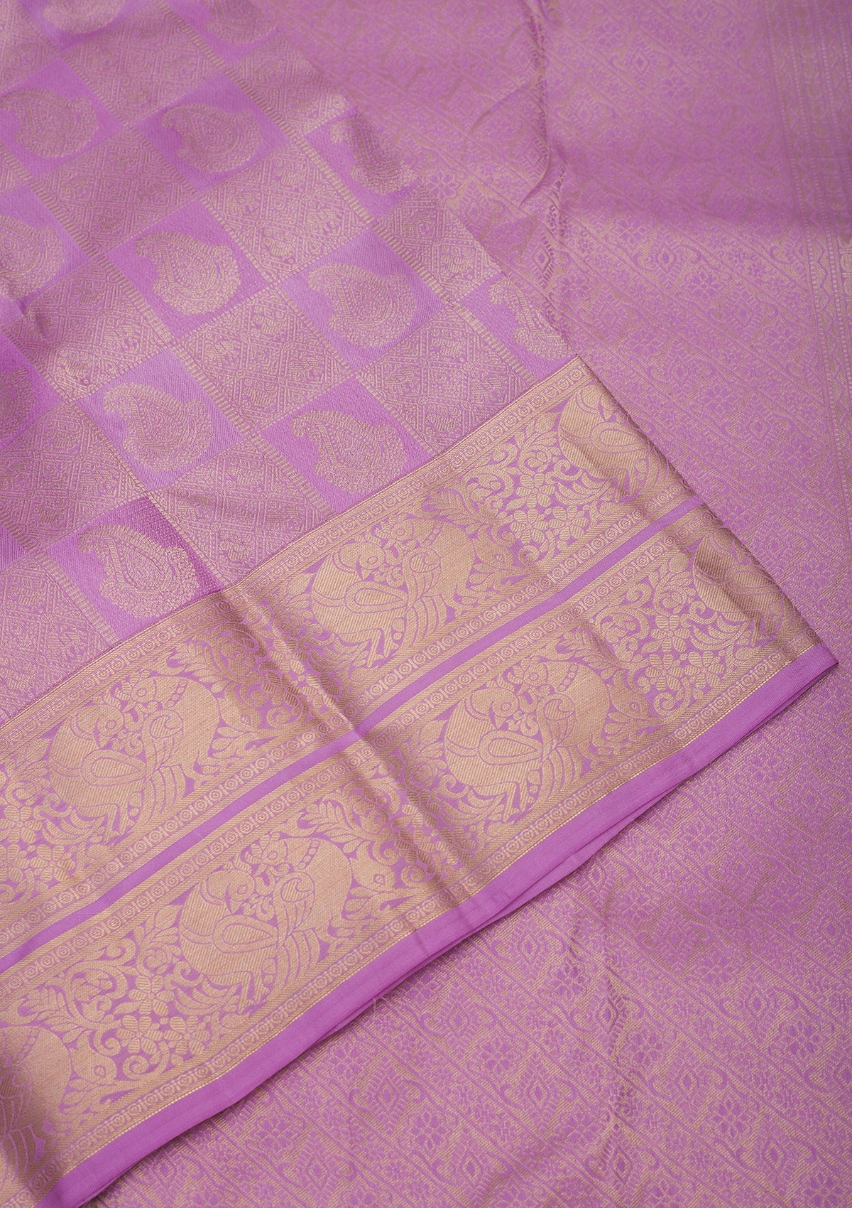 Lavender Zariwork Pure Silk Saree-Koskii