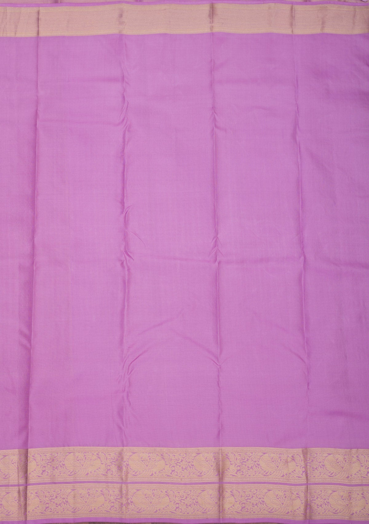 Lavender Zariwork Pure Silk Saree-Koskii