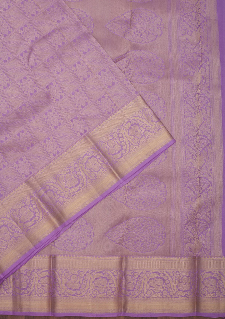 Lavender Zariwork Pure Silk Saree-Koskii