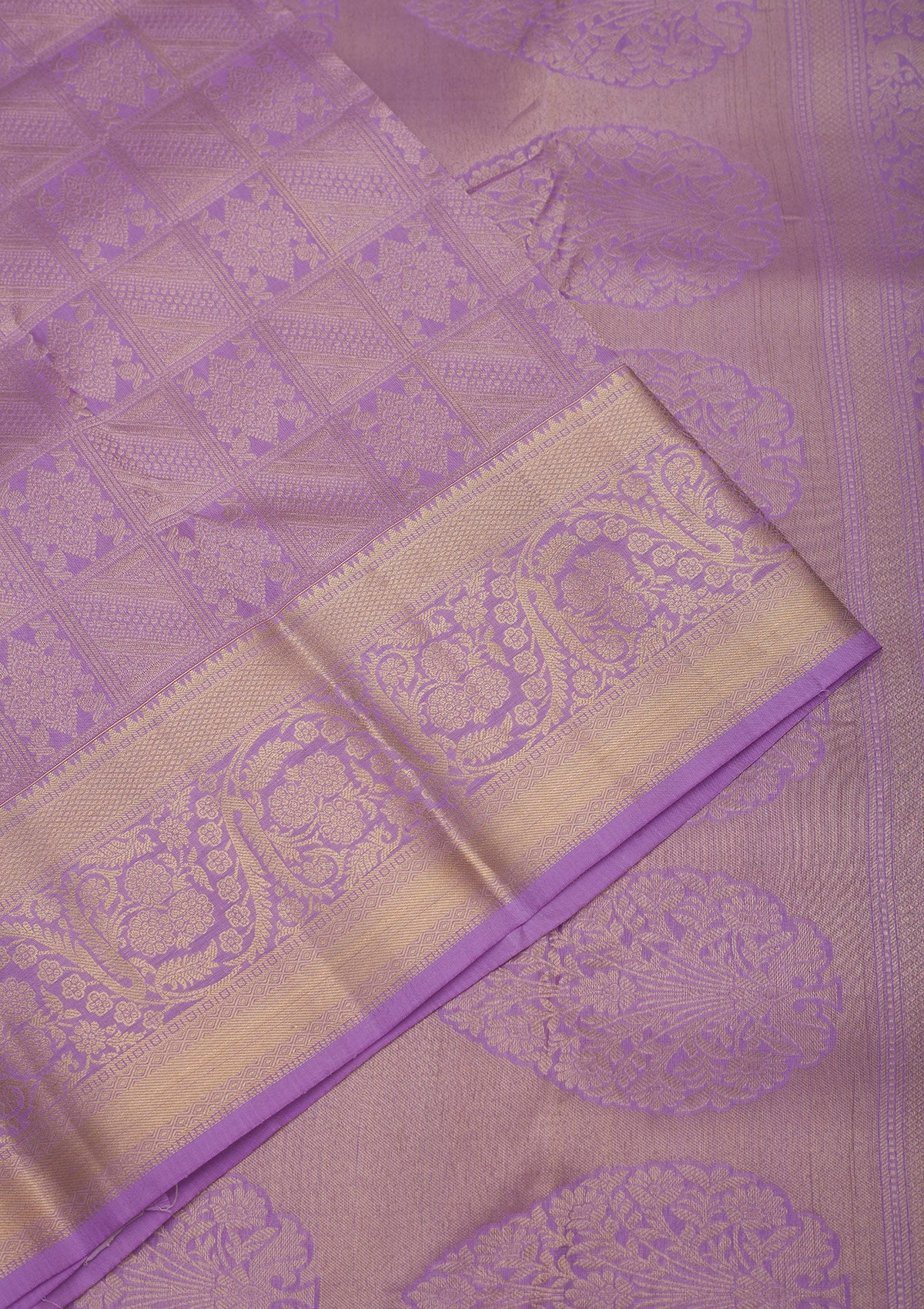 Lavender Zariwork Pure Silk Saree-Koskii