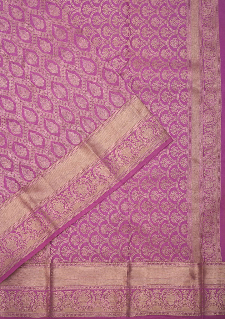 Lavender Zariwork Pure Silk Saree-Koskii