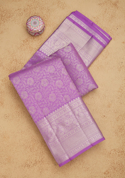 Lavender Zariwork Pure Silk Saree-Koskii