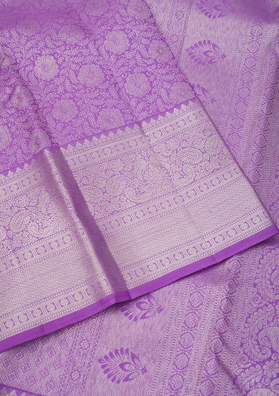 Lavender Zariwork Pure Silk Saree-Koskii