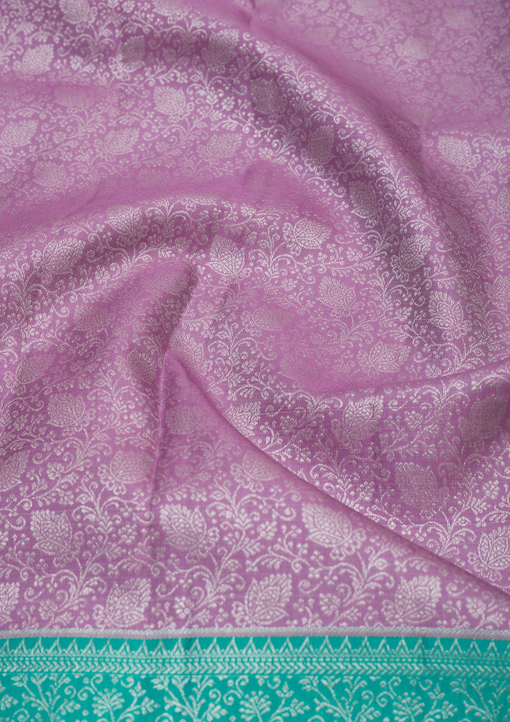 Lavender Zariwork Pure Silk Saree-Koskii