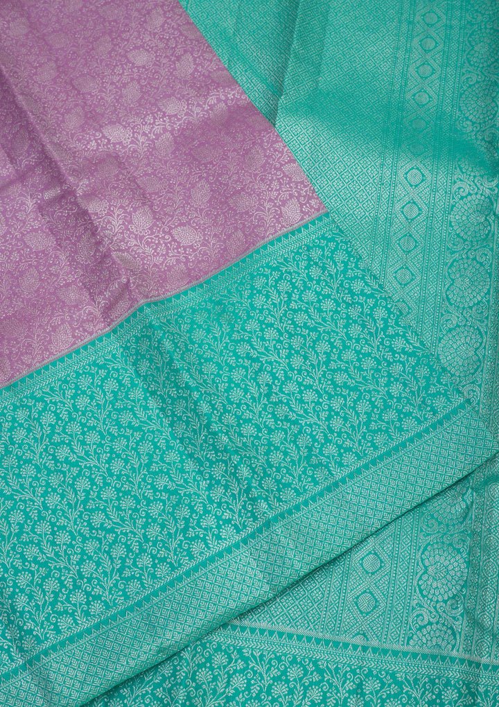 Lavender Zariwork Pure Silk Saree-Koskii